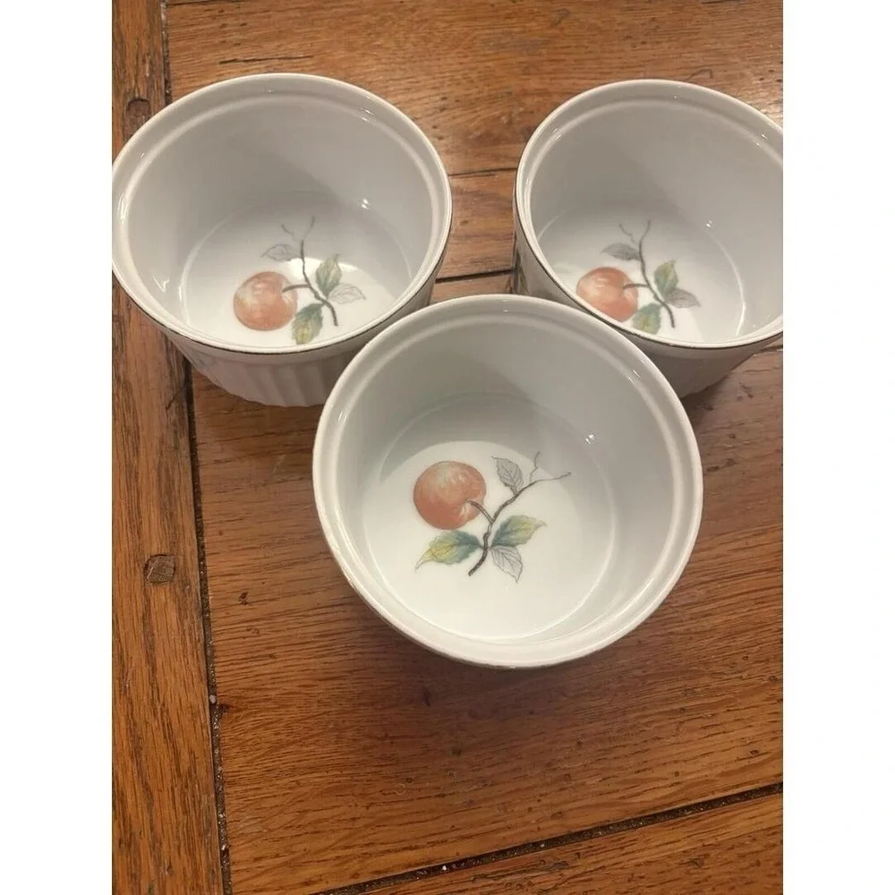 Andrea By Sadek Oven to Table Cookware 7334 Ramekins Peach Plum Butterflies (3)
